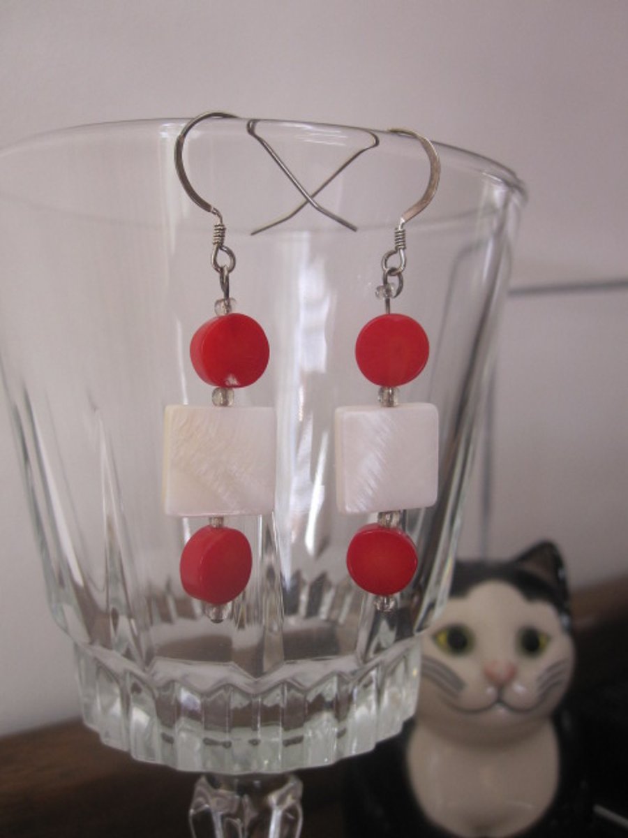 Shell & Bamboo Coral Earrings (1)
