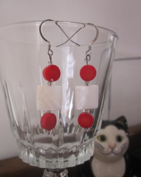 Shell & Bamboo Coral Earrings (1)
