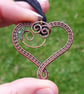 August Copper Heart Birthstone Pendant - Peridot Crystal Beads - Image 4