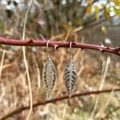 Large Silver Buddleia Leaf Earrings - Recycled Silver Leaf Earrings