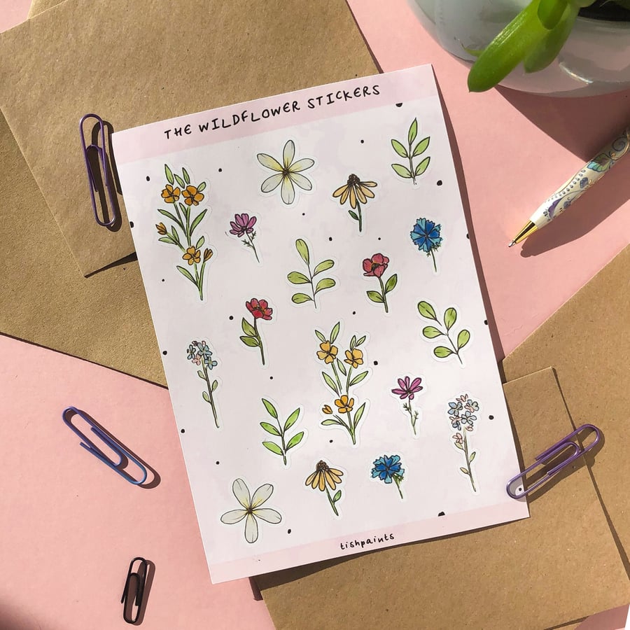 Wildflower Sticker Sheet - Eco Friendly Stickers 