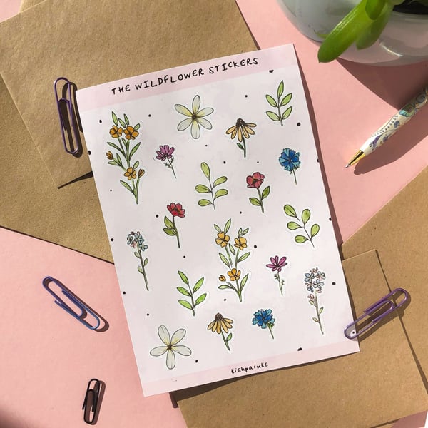 Wildflower Sticker Sheet - Eco Friendly Stickers 