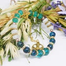 Sparkly Glass And Moonstone Memory Wire Beaded Bracelet