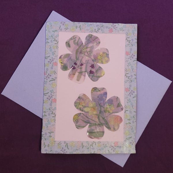 Spring blossom handmade blank card with lilac envelope 