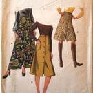 A vintage sewing pattern for a misses' skirt in 3 lengths in size 12 