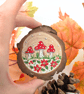 Toadstool hand-painted log slice magnet - Image 4