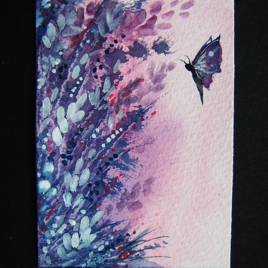 fantasy floral butterfly original art aceo SFA watercolour painting ref 175