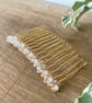 Beaded Hair Comb, gold-plated with pearl, crystal & peach - Image 4
