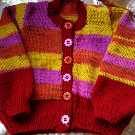 Bright and Sunny Hand knitted Baby Cardigan