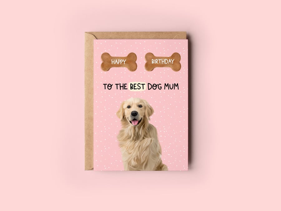 Golden Retriever Happy Birthday To The Best Dog Mum Card, Dog Mom