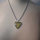 Green and Gold Heart Hand Made Resin Crafted Pendant 