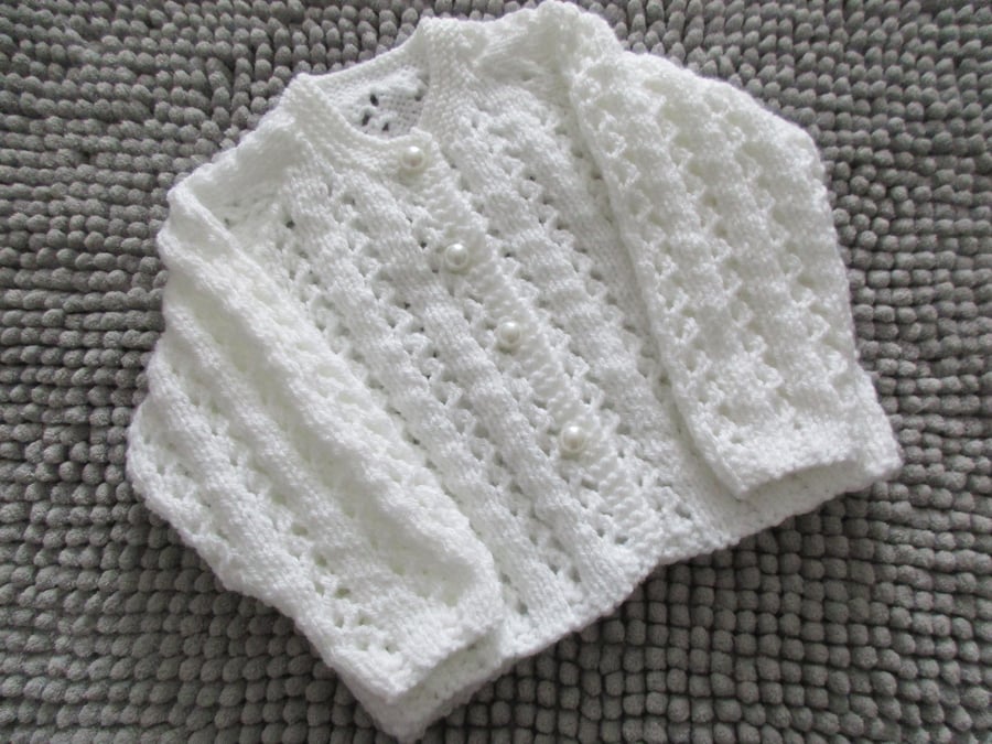 16"  Lace Round Neck Baby Cardigan 