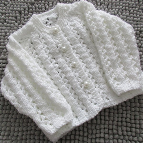 16"  Lace Round Neck Baby Cardigan 