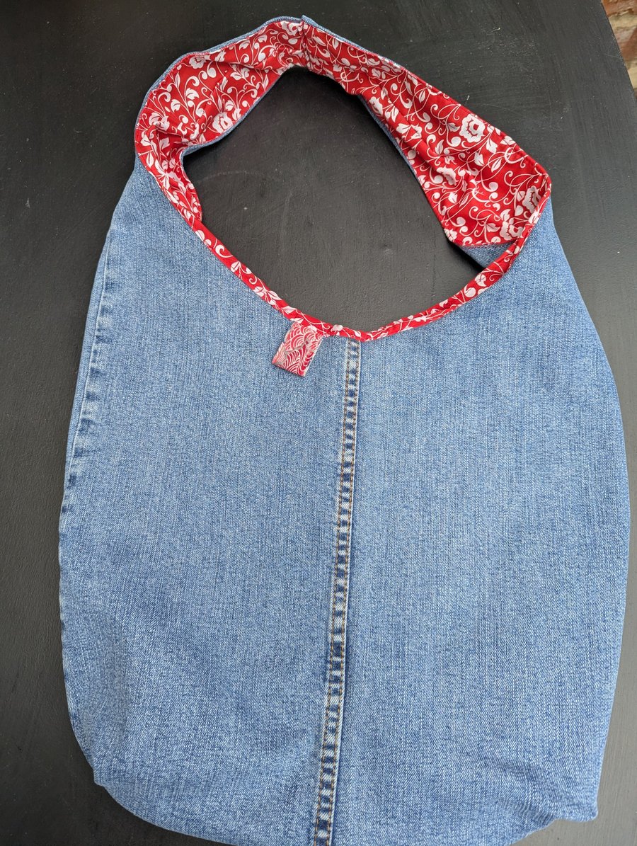 Unique and stylish denim tote bag made from recycled fabrics