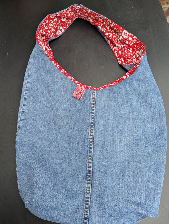 Unique and stylish denim tote bag made from recycled fabrics