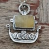 Viking Ship Pendant with Amber