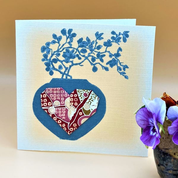 Valentines Day Romantic greetings Card, handmad... Folksy
