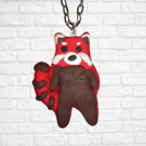Red Panda necklace , handmade animal pendant
