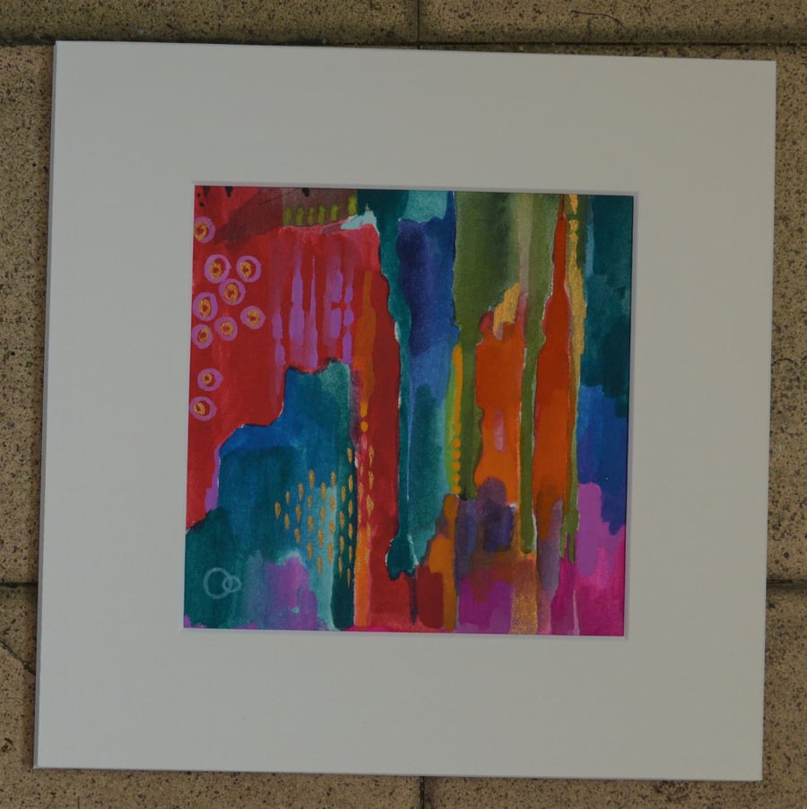 Colourful Abstract Mixed Media Painting on Paper