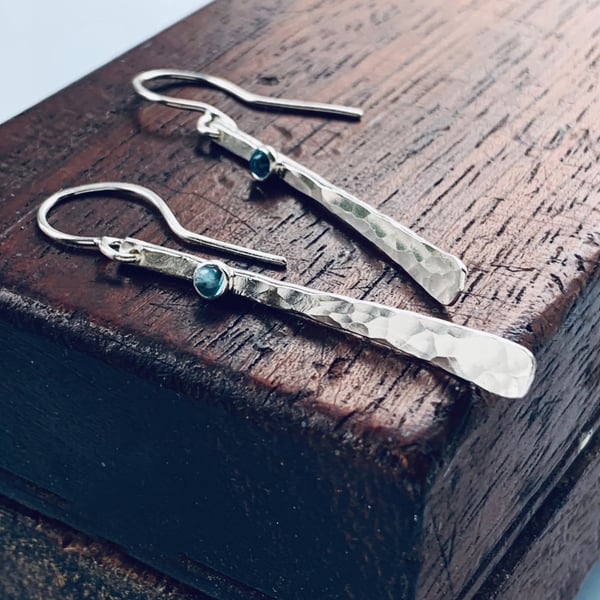 HANDMADE Silver DANGLE EARRINGS with Topaz