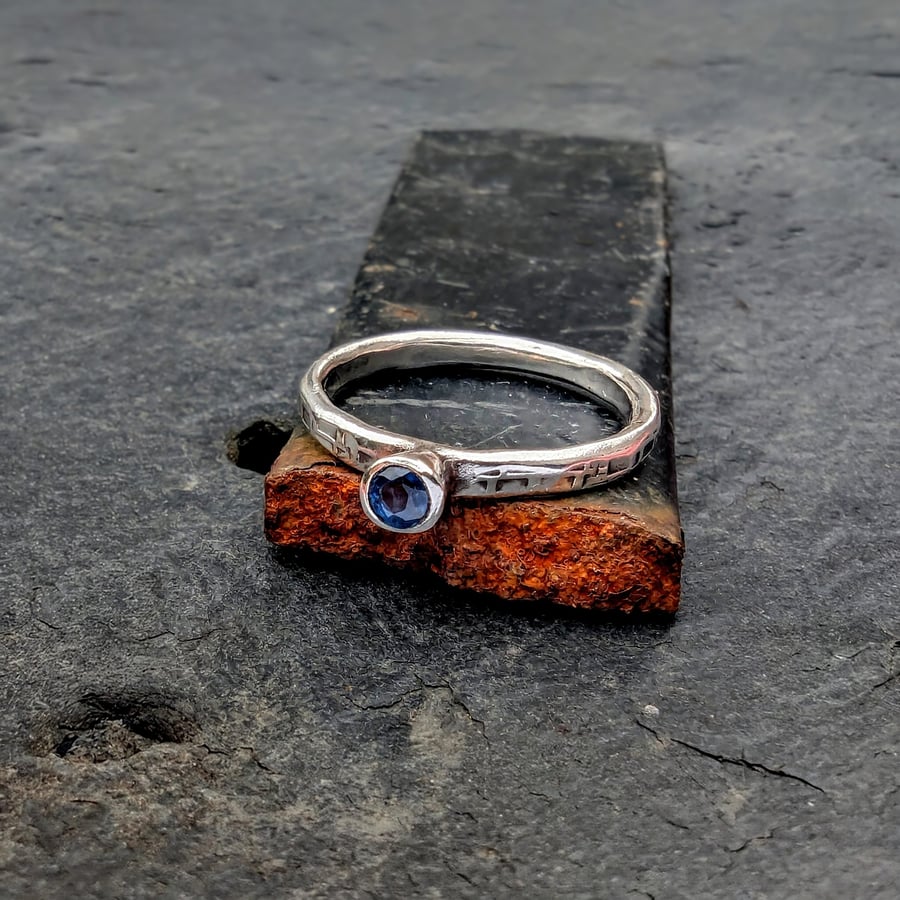 STERLING SILVER Natural Sapphire ring, Handmade Urban Jewellery Design