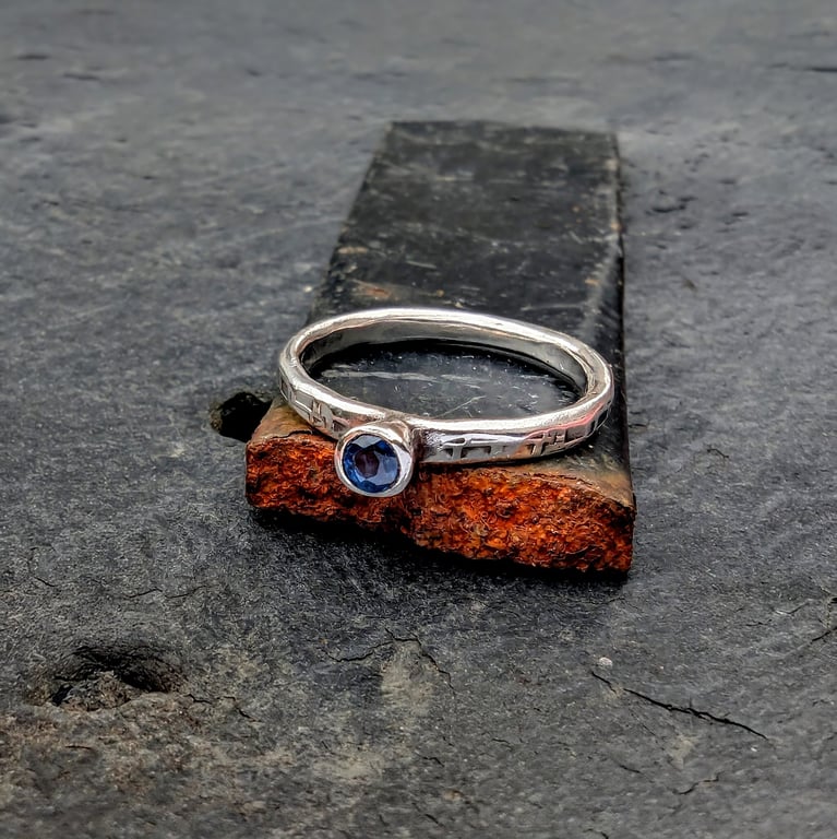 STERLING SILVER Natural Sapphire ring, Handmade Urban Jewellery Design