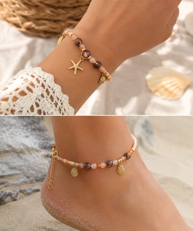Coastal-inspired Bracelet and Anklet Set 