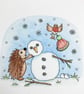 Hedgehog, Snowman & Friends Card - Christmas Card - Cute Hedgehog Card - Image 4