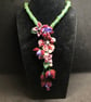 Fuchsia Cascade handmade seed bead necklace