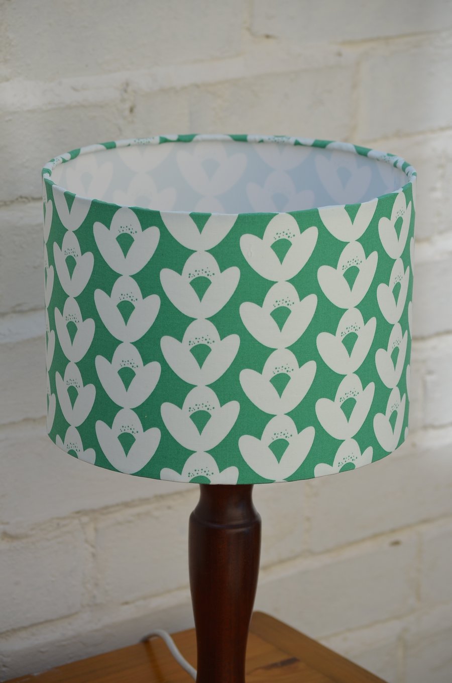 30cm Green and White Floral Lamp shade