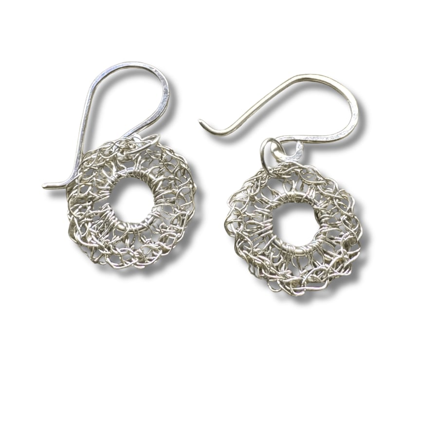 Sterling Silver Crochet Circle Earrings