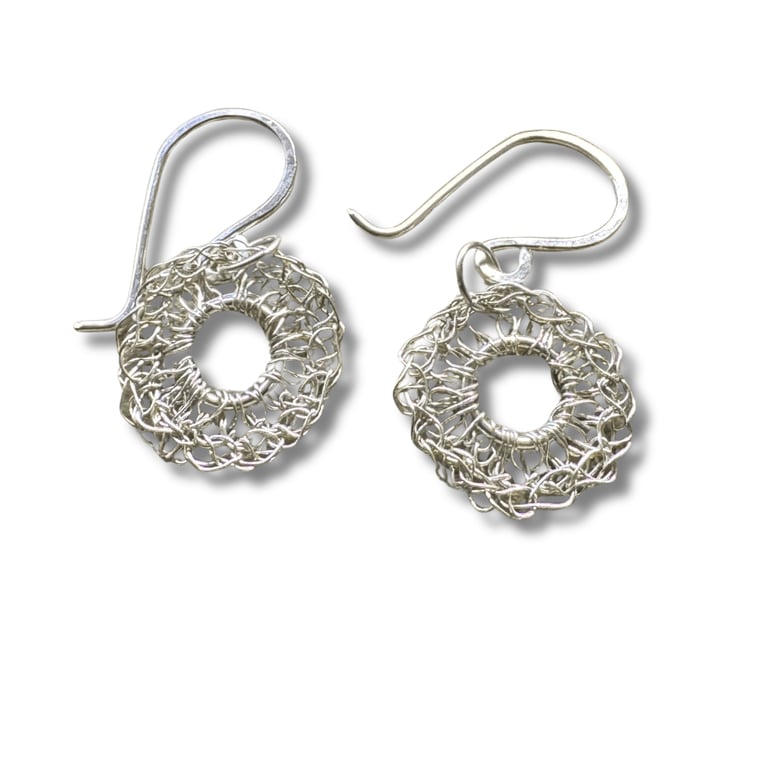 Sterling Silver Crochet Circle Earrings