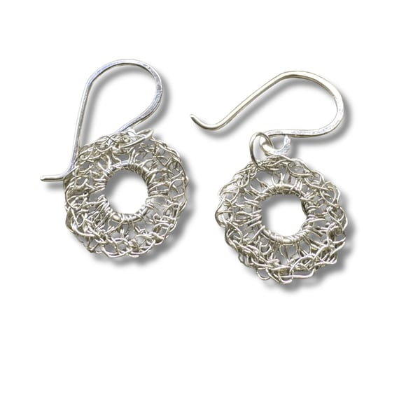 Sterling Silver Crochet Circle Earrings
