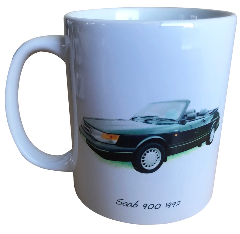 Saab 900 Convertible 1992 - 11oz Ceramic Mug for the Swedish Open Top Car fan