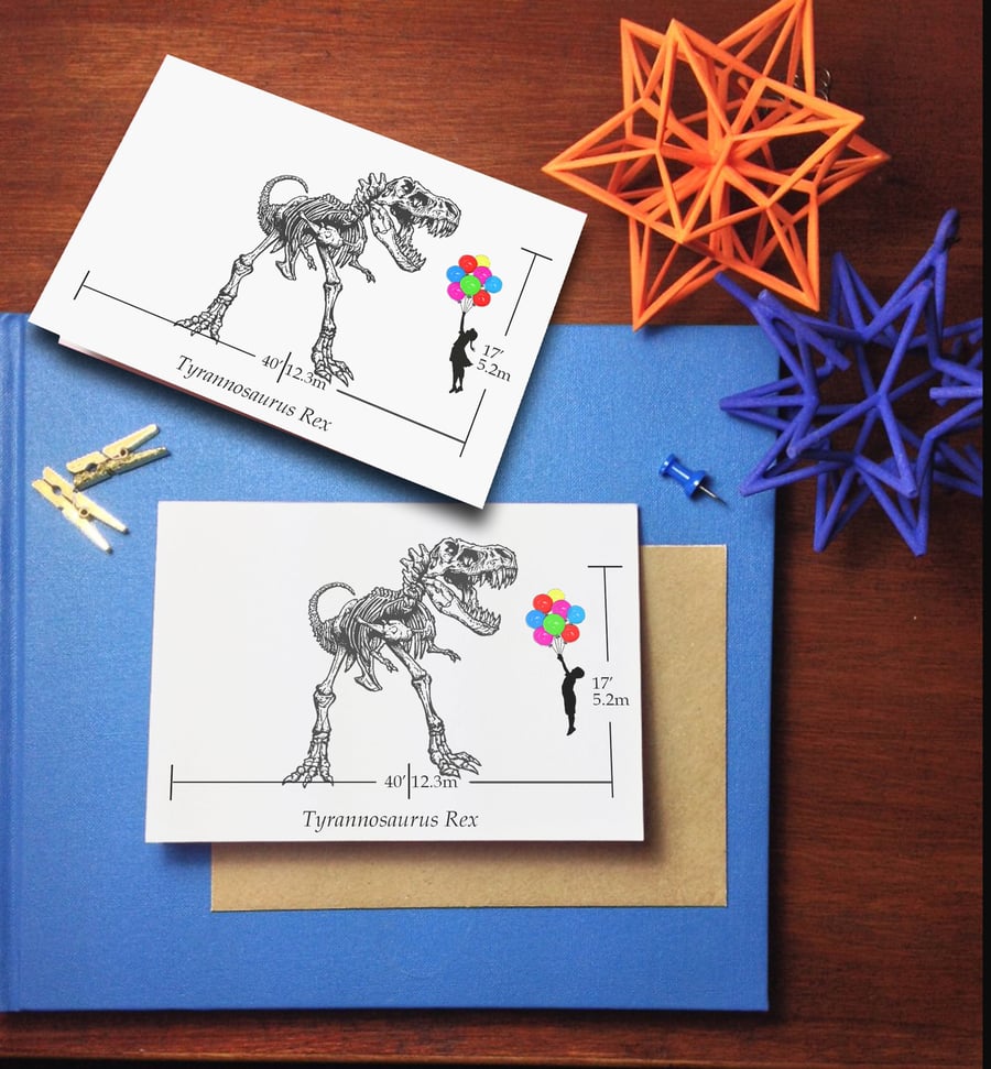 Fossil Birthday Card, Dinosaur Birthday Card, T-Rex, Choice of Design Kid's Card