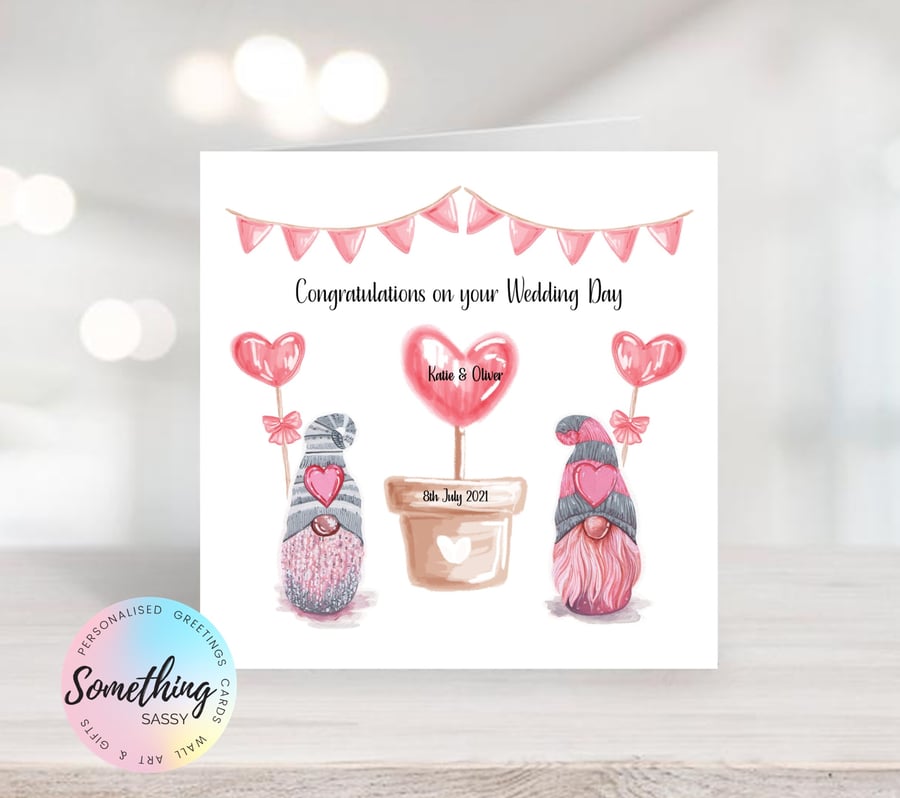 Wedding Day Card personalised for the happy couple