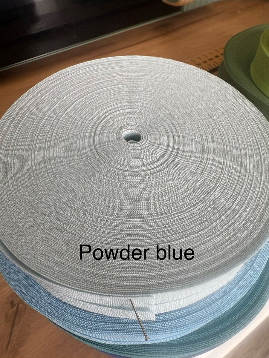 5 meters 1" (25mm) powder blue cotton bias binding 