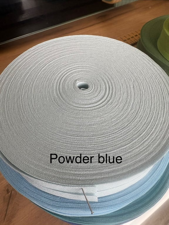 5 meters 1" (25mm) powder blue cotton bias binding 