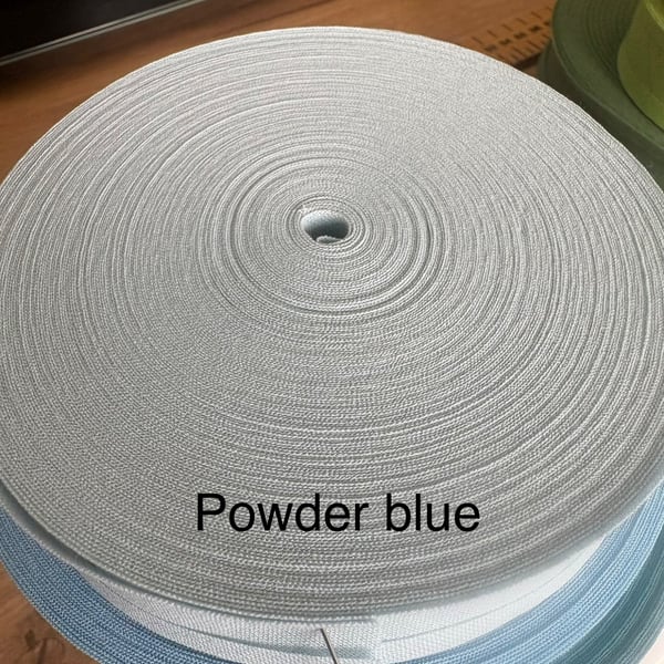 5 meters 1" (25mm) powder blue cotton bias binding 