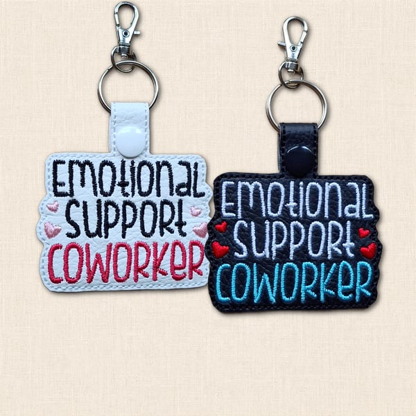 Emotional Support Coworker Keyring - Funny Embroidered Work Gift