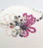 Purple Black and Cream Beaded Floral Tiara, Prom Headband, Flower Tiara - Image 1