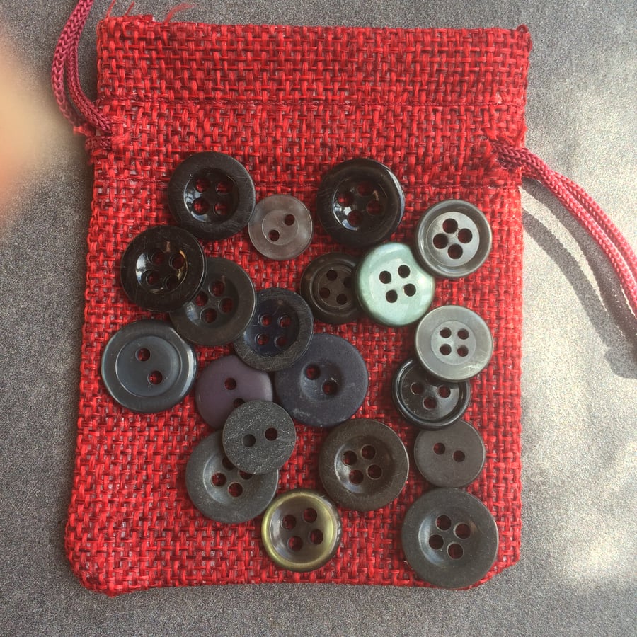 Dark Grey assortment of pre loved shirt buttons