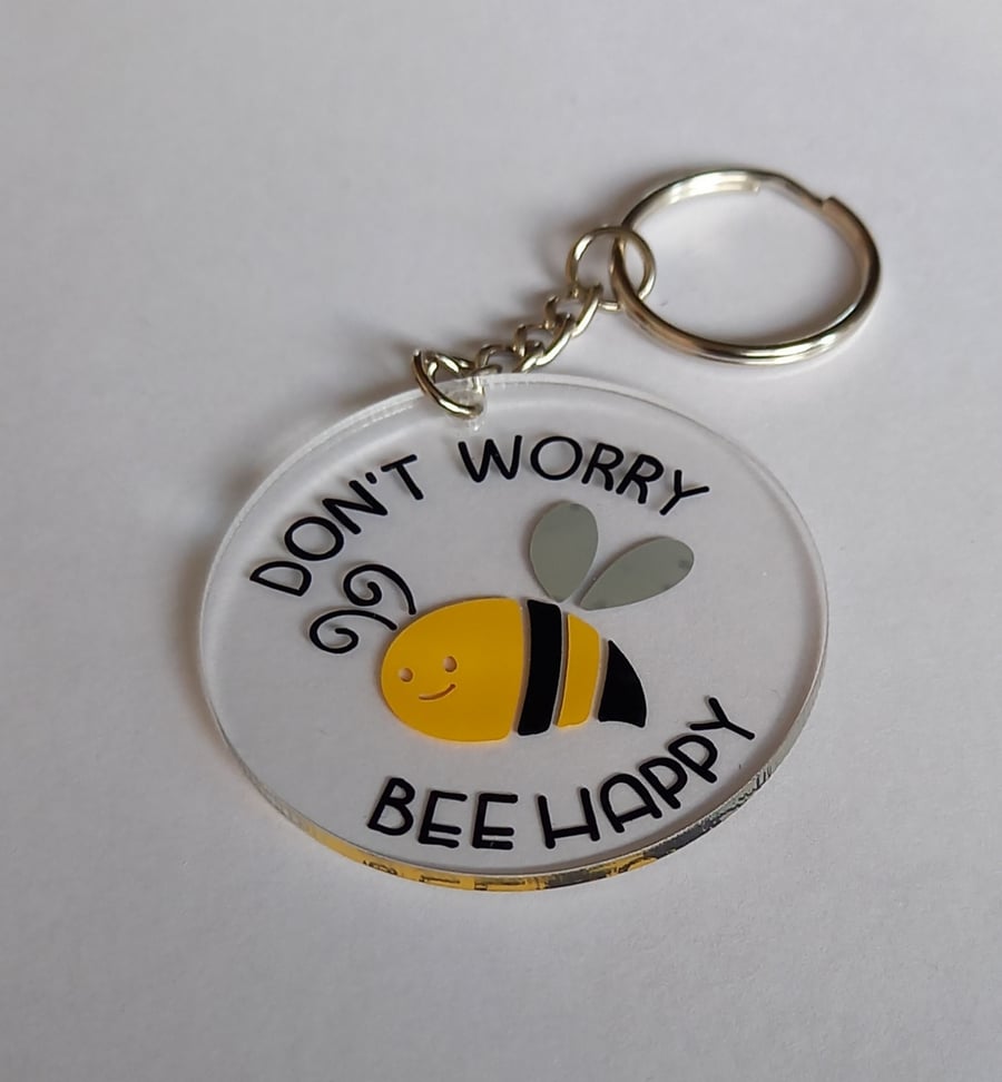 Bee Happy, Cute Acrylic Bee Keyring 