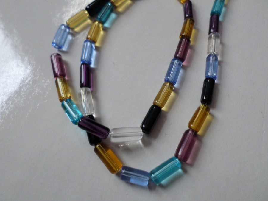 50 x Glass Beads - Tube - 10mm - Mixed Colour 