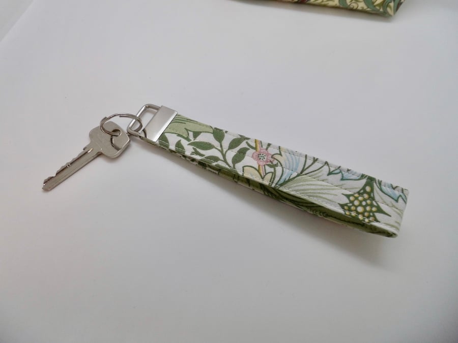 Key ring wrist strap in William Morris Myrtle fabric
