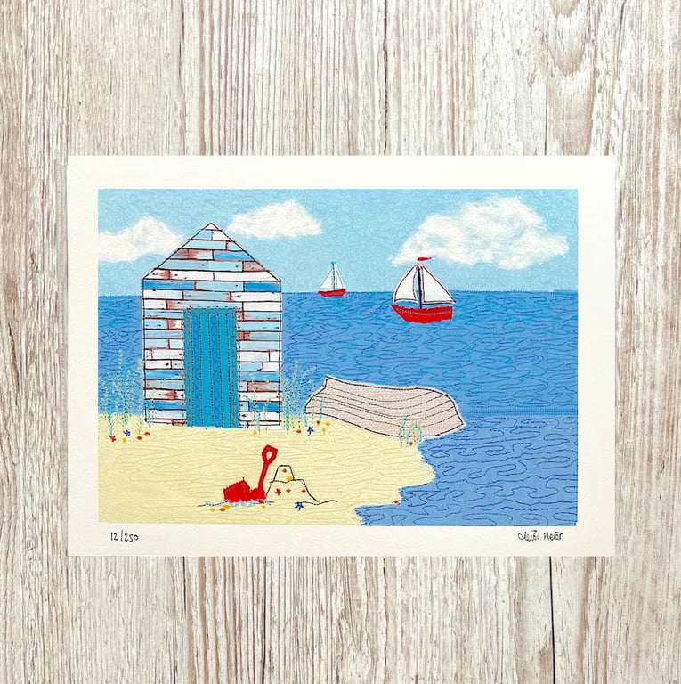 Seconds Sunday unframed print- beach hut picture