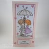 Handmade Valentine's Day card - couple under parasol