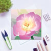 Pink Peony Card - Summer, floral, blank card
