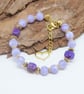 Celtic Themed Purple Agate Memory Wire Beaded Bracelet
