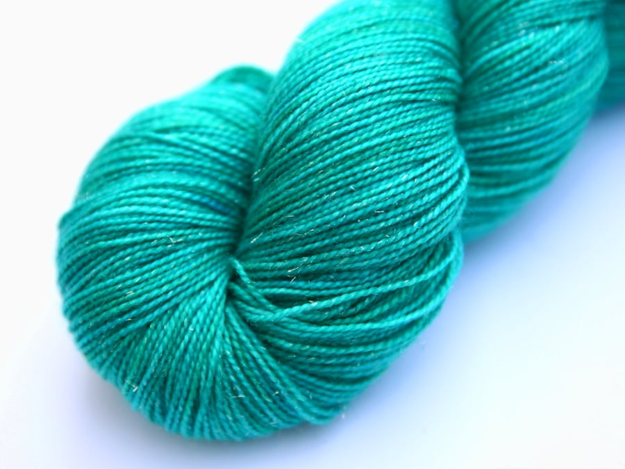 SALE: Titania - Silver Sparkly superwash merino 4-ply yarn